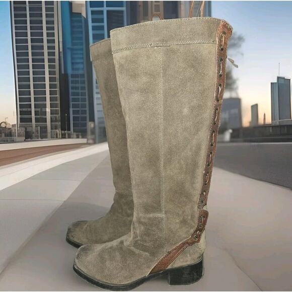 Nine West Vintage America Collection Suede Knee High Size 9 M Brown Rear Zip - Picture 1 of 16